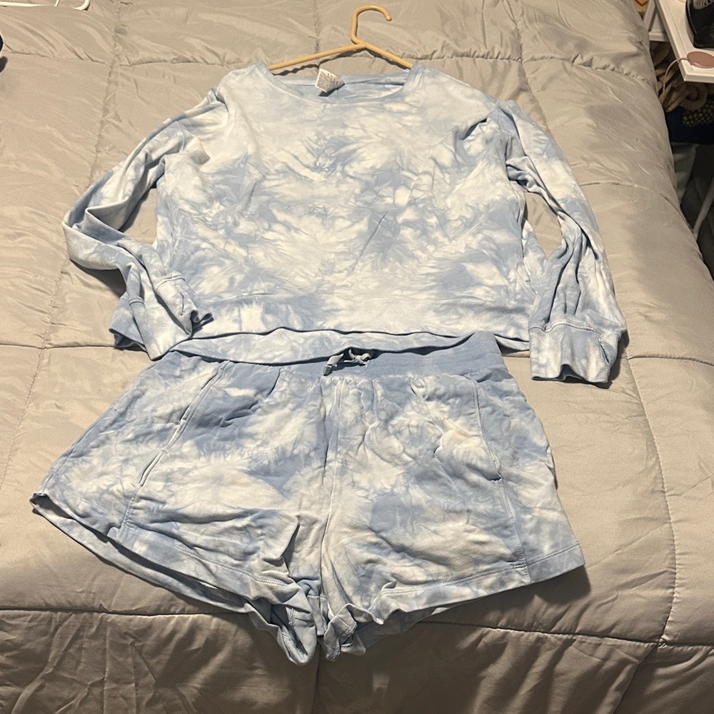 All in Motion Light Blue and White Kids Pajama Set